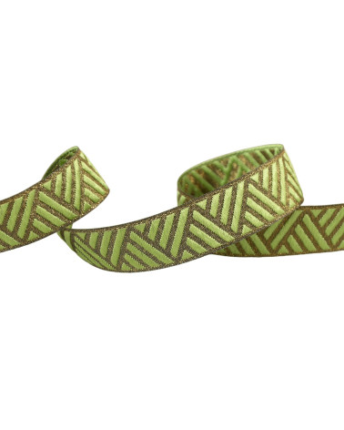 Bobina da 15 m di nastro metallico geometrico verde kaki chiaro da 15 mm