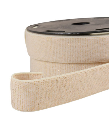 Ecru/gold metallic boxer elastic 32mm per meter