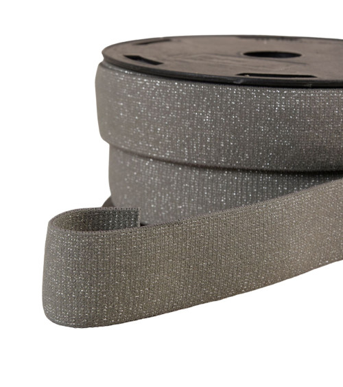 Gray/silver metallic boxer elastic 32mm per meter