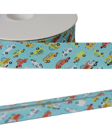 Cart bias 100% water blue cotton 25mm per meter