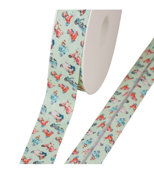 Scooter bias binding 100% cotton nil green 25mm per meter