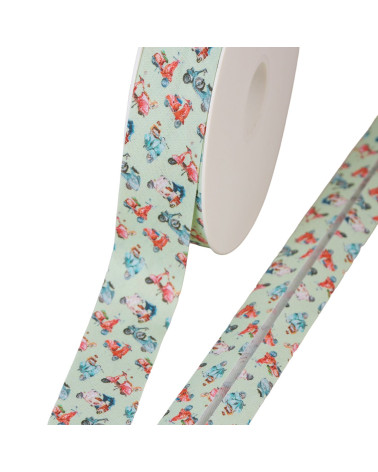 Biais scooters 100% coton vert nil 25mm au mètre