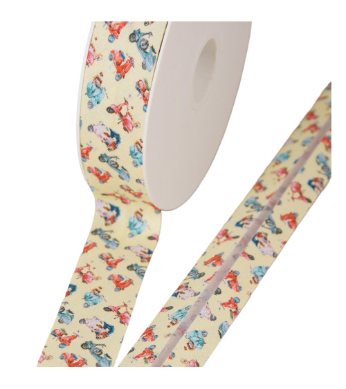 Scooter bias binding 100% cotton straw yellow 25mm per meter