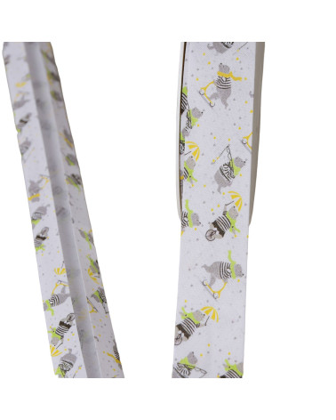 Nastro in sbieco a forma di orsetto 100% cotone bianco 25 mm al metro