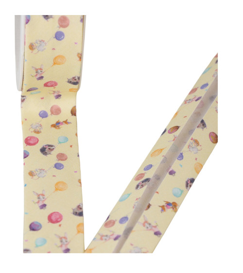 Squirrel and mouse bias binding 100% straw yellow cotton 25mm per meter