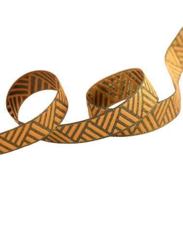 Geometric mustard metal ribbon 15mm per meter