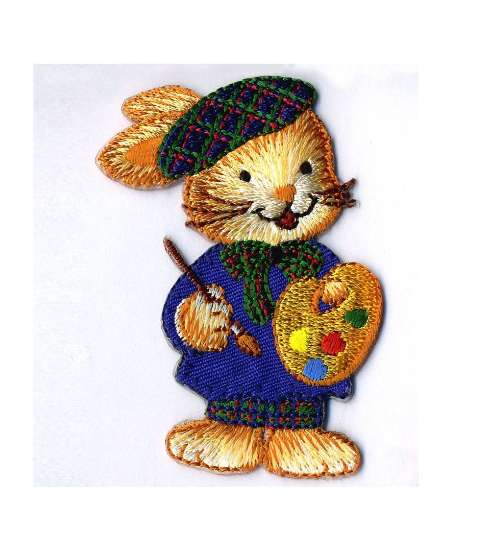 Set of 3 rabbit artist painter badges