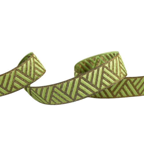 Light khaki green geometric metal ribbon 15mm per meter