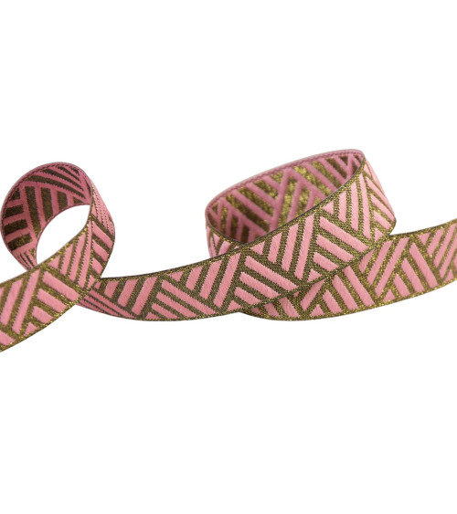 Light pink geometric metal ribbon 15mm per meter