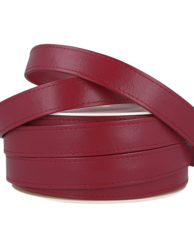 Bobina da 10 metri. Cinturino in ecopelle rosso bordeaux da 25 mm