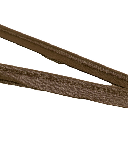 25m spool with satin piping 10mm dark brown