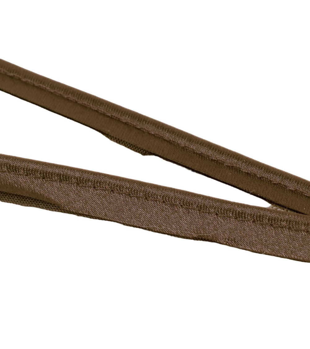 25m spool with satin piping 10mm dark brown