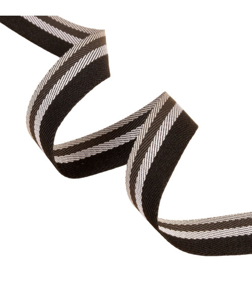 25m reel of striped twill / black stripes 15mm