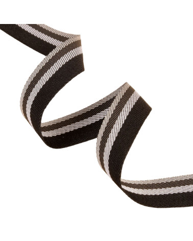 25m reel of striped twill / black stripes 15mm