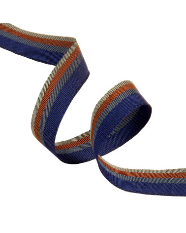 25m spool of striped twill / navy blue stripes 15mm