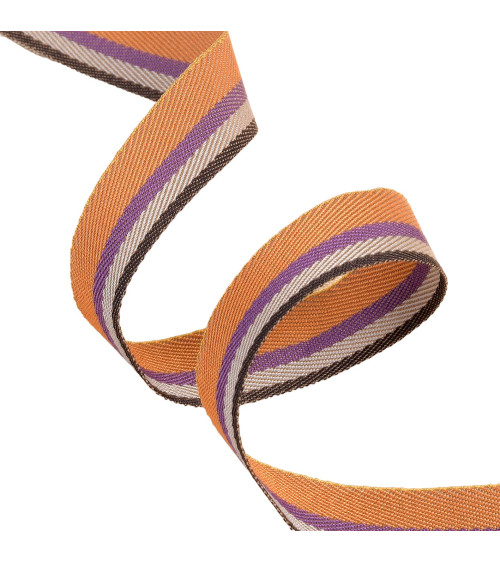 25m reel of striped twill / orange yellow stripes 15mm