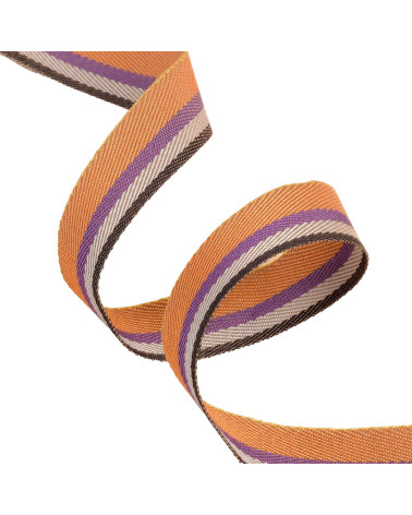 25m reel of striped twill / orange yellow stripes 15mm