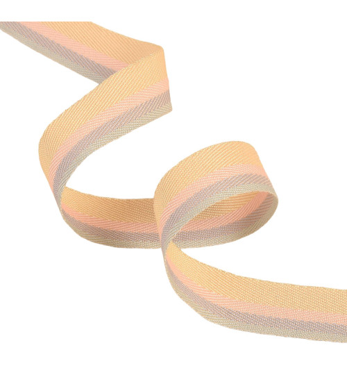 Striped twill / ecru stripes 15mm per meter