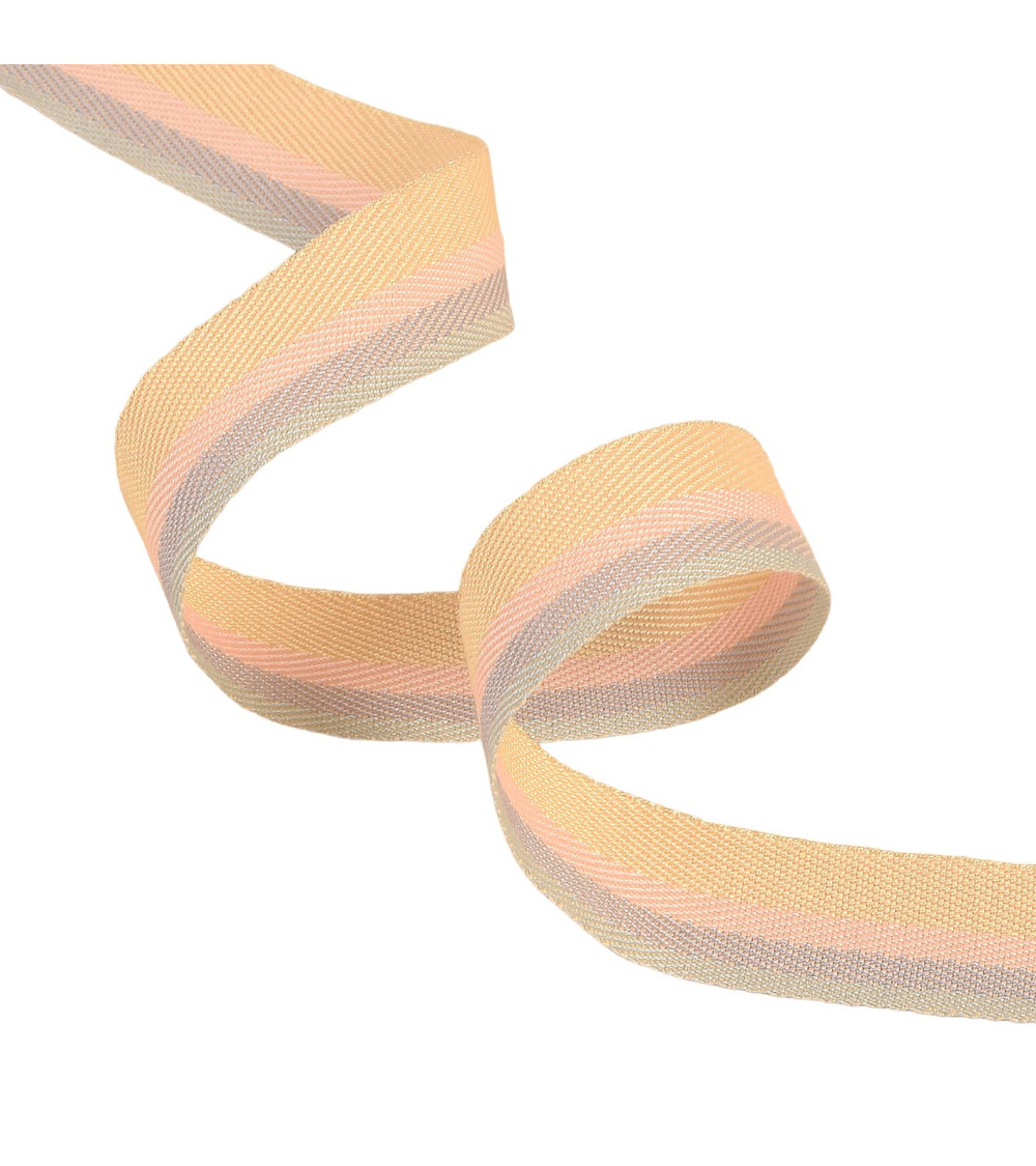 Striped twill / ecru stripes 15mm per meter