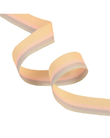 Striped twill / ecru stripes 15mm per meter