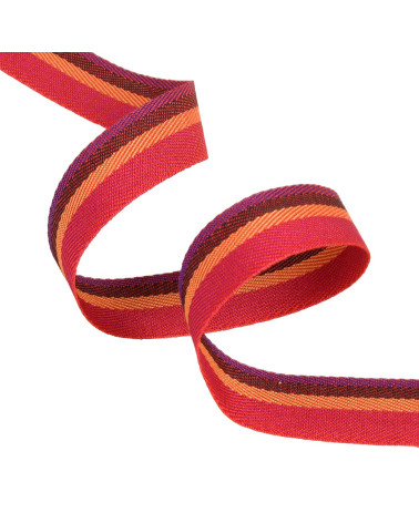 Striped twill / burgundy stripes 15mm per meter