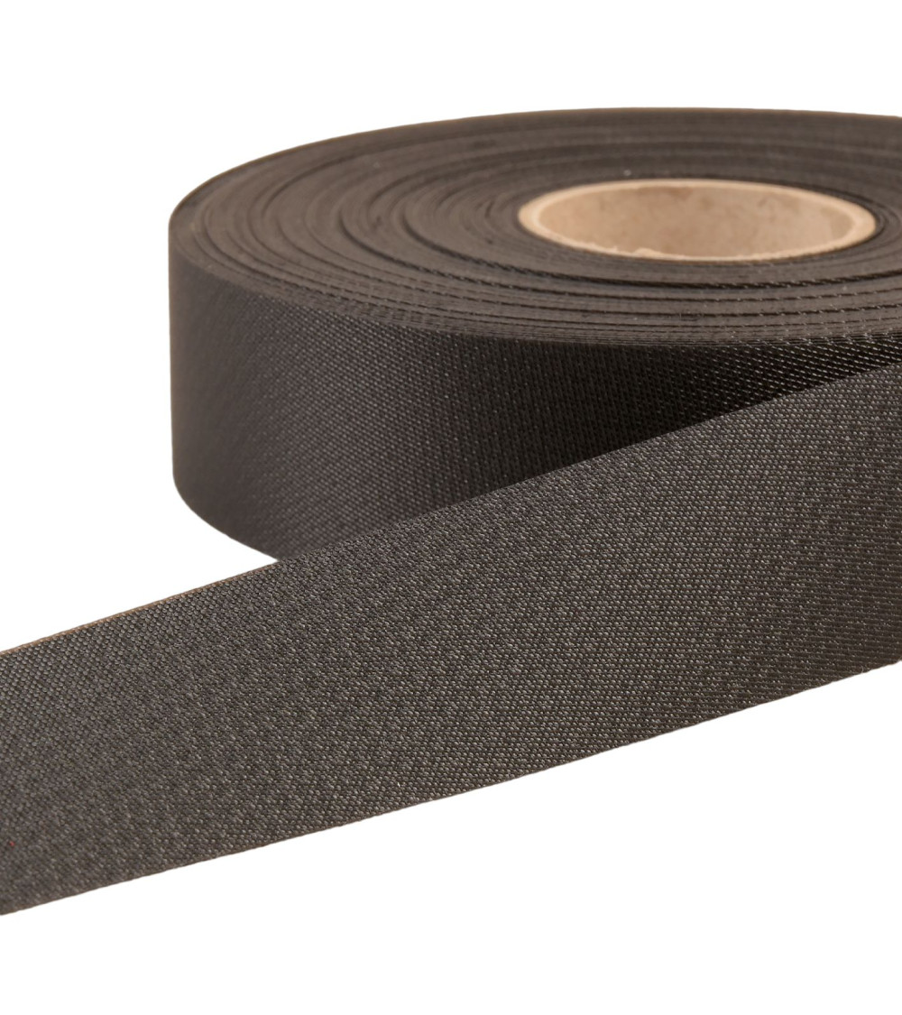 Flat exterior water-repellent bias binding 30mm black per meter made in France