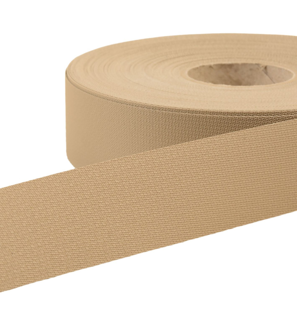 Water-repellent exterior flat bias binding 30mm taupe per meter made in France