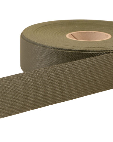Flat exterior water-repellent bias binding 30mm khaki per meter made in France