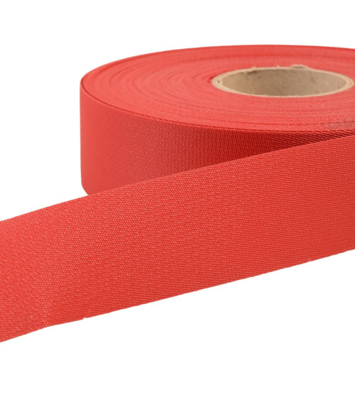 Flat water-repellent exterior bias binding 30mm red per meter made in France