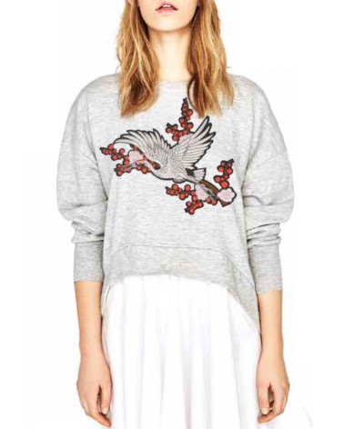 Large format Japanese Crane iron-on patch 24 x 26cm