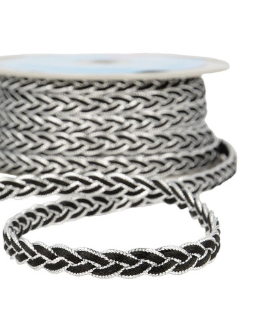 Bobina da 15 metri Treccia intrecciata nero/argento da 12 mm