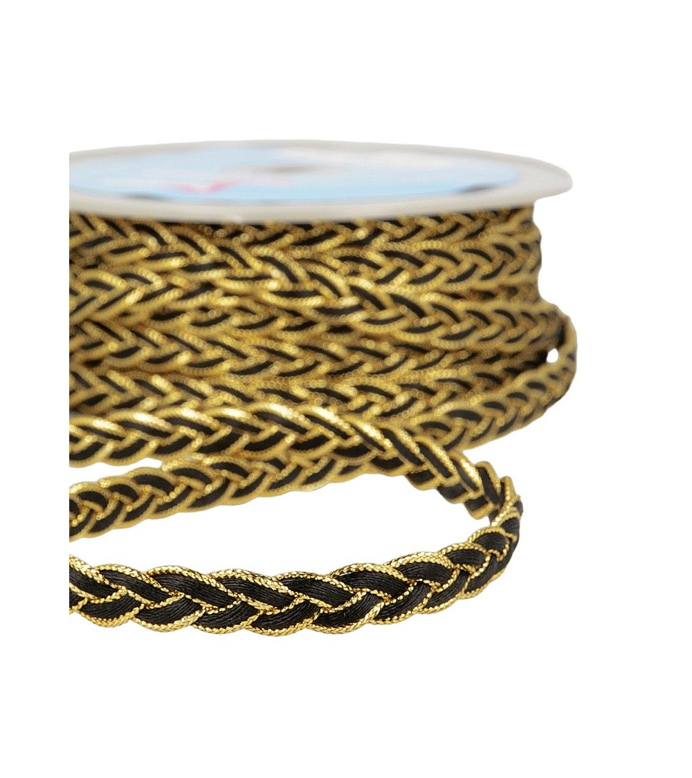15-m-Spule. Schwarz/goldenes geflochtenes Geflecht, 12 mm