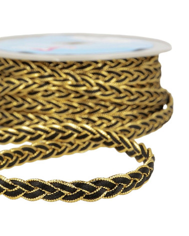 15-m-Spule. Schwarz/goldenes geflochtenes Geflecht, 12 mm