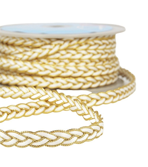 15m spool Ecru/gold braided braid 12mm