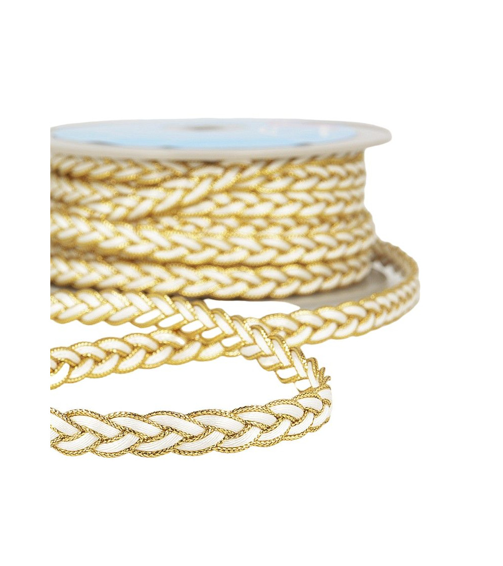 15-m-Spule Ecru/Gold geflochtenes Geflecht 12 mm