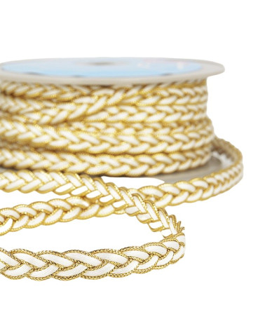 15-m-Spule Ecru/Gold geflochtenes Geflecht 12 mm