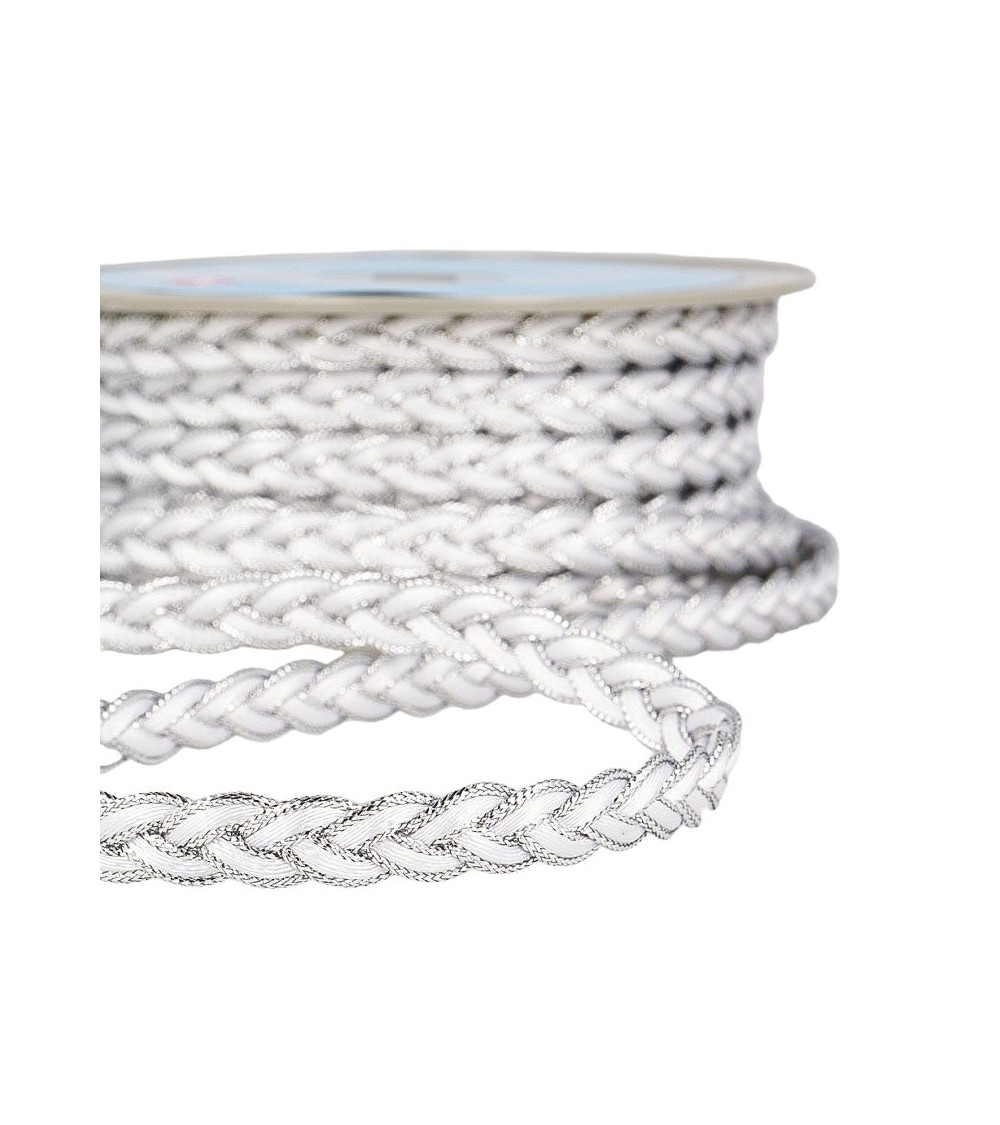 Bobina da 15 metri Treccia intrecciata grigio/argento da 12 mm