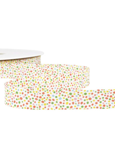 Disquette 25m Biais imprimé confettis Jaune/multi 20mm