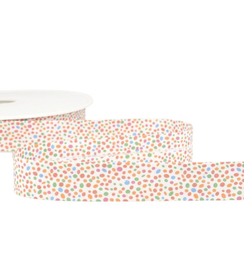 Floppy disk 25m Confetti printed bias binding Orange/multi 20mm