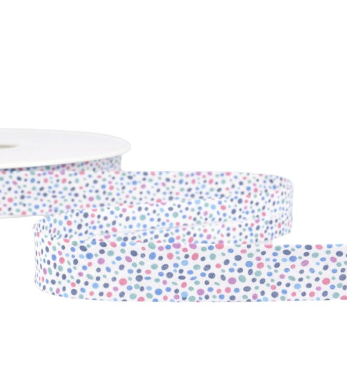 Floppy disk 25m Confetti printed bias binding Royal blue 20mm