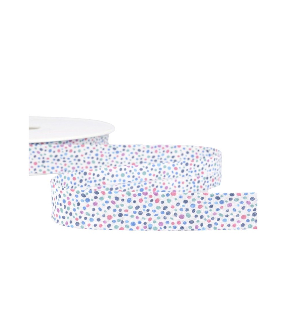 Floppy disk 25m Confetti printed bias binding Royal blue 20mm