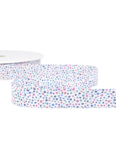 Floppy disk 25m Confetti printed bias binding Royal blue 20mm