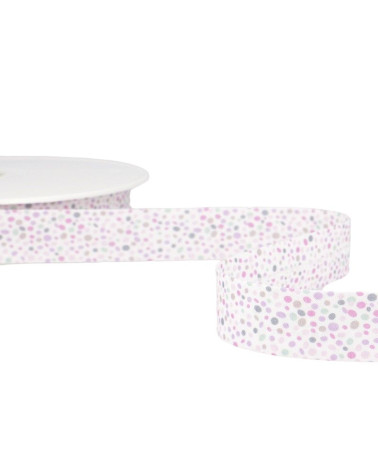 25m Floppy Disk Printed Bias Tape Light Pink Confetti 20mm