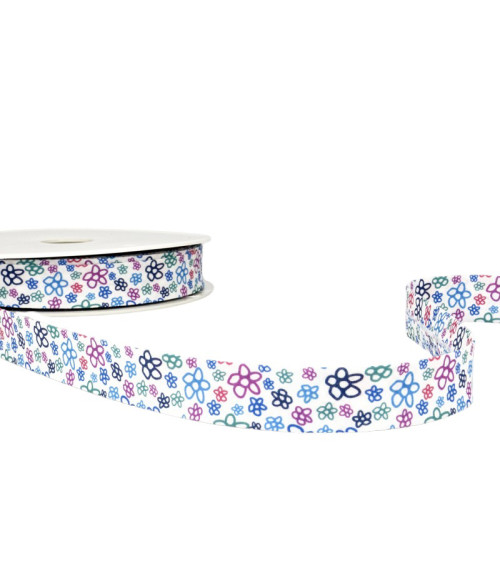 Floppy Disk 25m Flower Print Bias Steel Blue 20mm