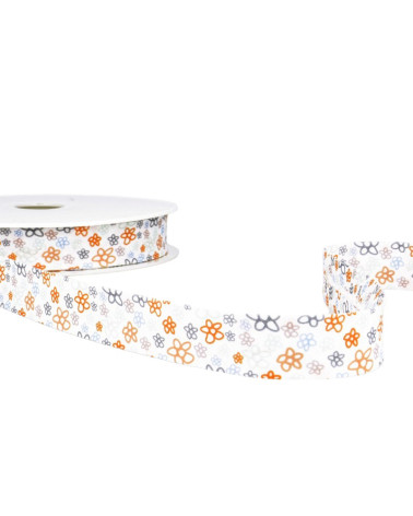 Floppy disk 25m Coral flower print bias binding 20mm