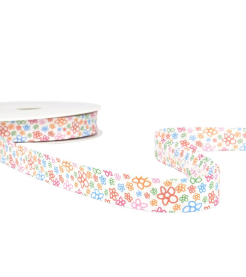 Floppy disk 25m Orange flower print bias binding 20mm