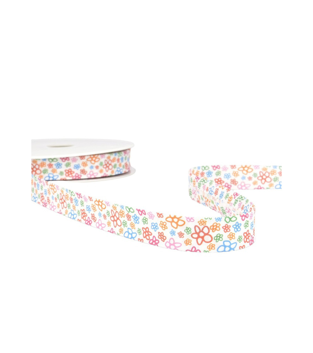 Floppy disk 25m Orange flower print bias binding 20mm