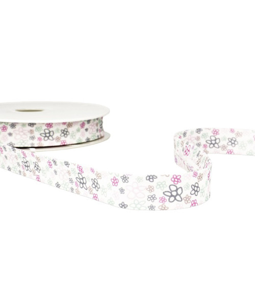 Floppy disk 25m Parma flower print bias binding 20mm