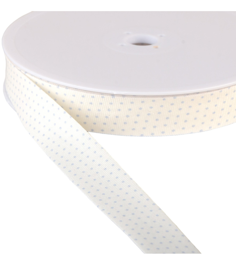 Organic cotton polka dot bias binding gots Blue 20mm per meter made in France