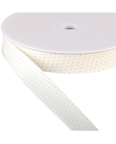 Bias polka dot organic cotton gots Blue 20mm per meter made in France
